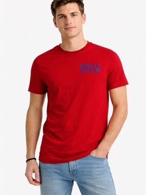 Hollister Red Graphic Tee Size M Blue Logo Casual Streetwear T-Shirt